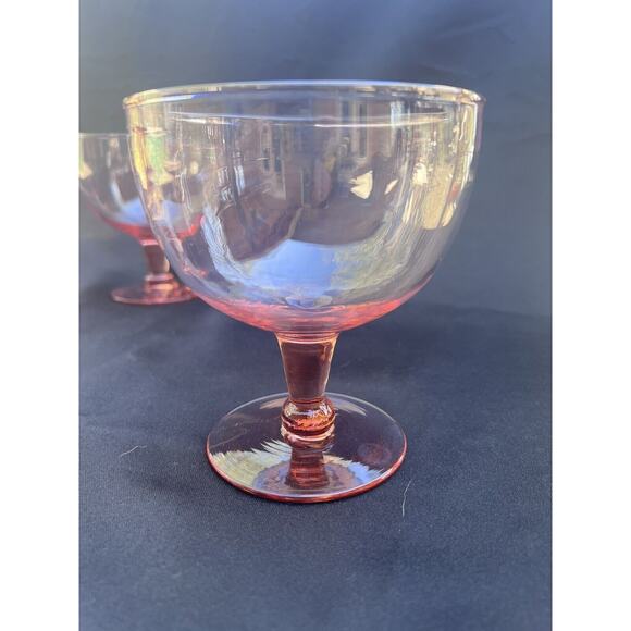 Set of 6 Fun Vintage Pink Glass Ice Cream Dishes/Margarita Glasses - Picture 5 of 10